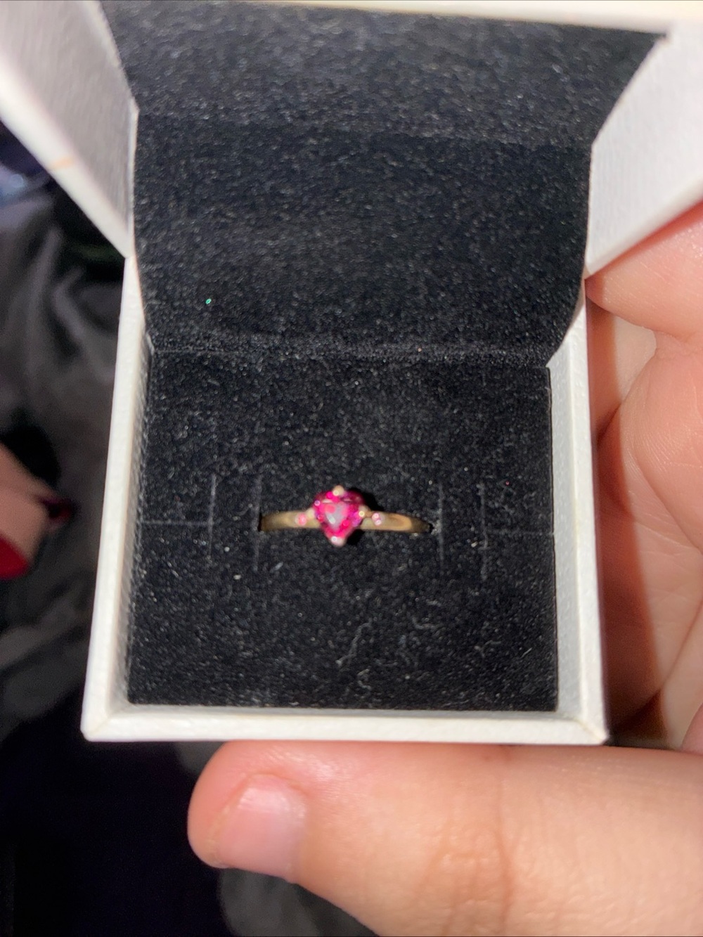 PANDORA 925 Sterling Silver Pink Heart Stone Love Band Ring Size 7 Signed